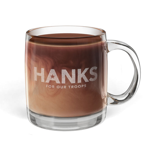 "HANKS" Engraved Glass Coffee Mug (12.25 oz)