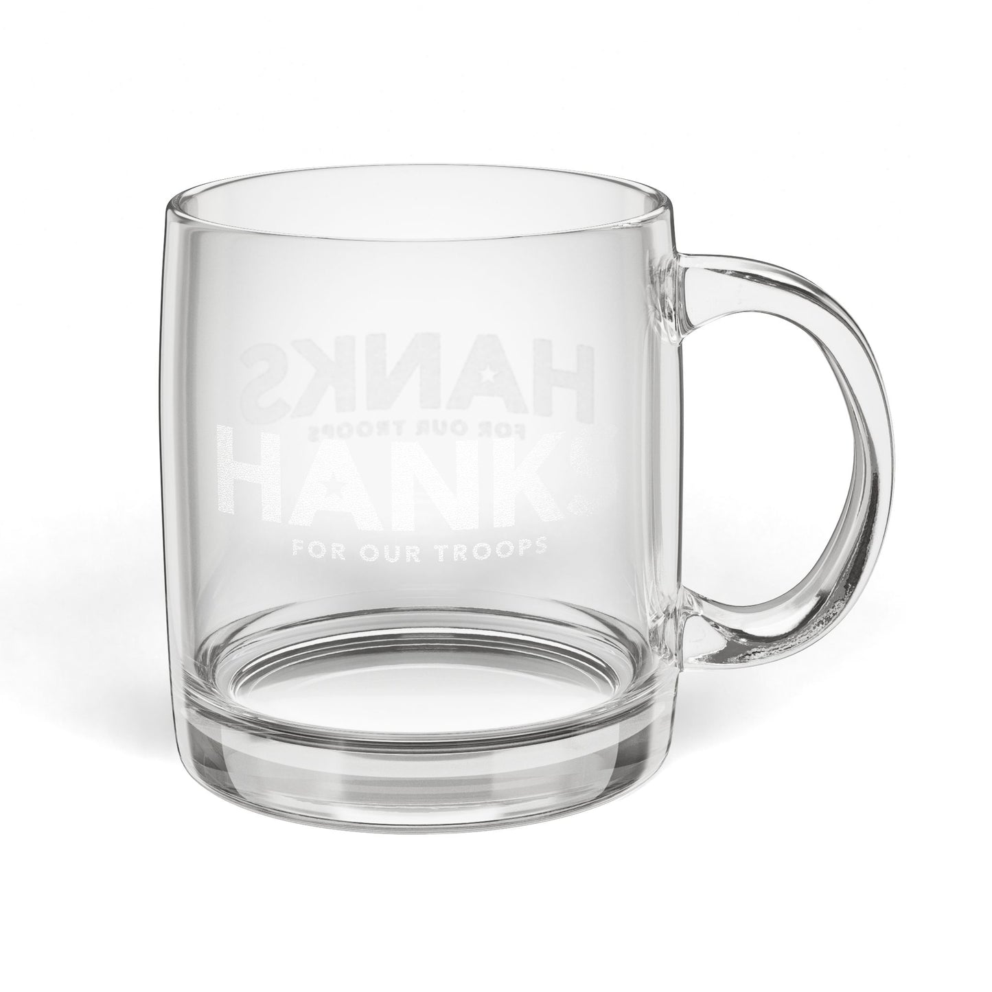 "HANKS" Engraved Glass Coffee Mug (12.25 oz)