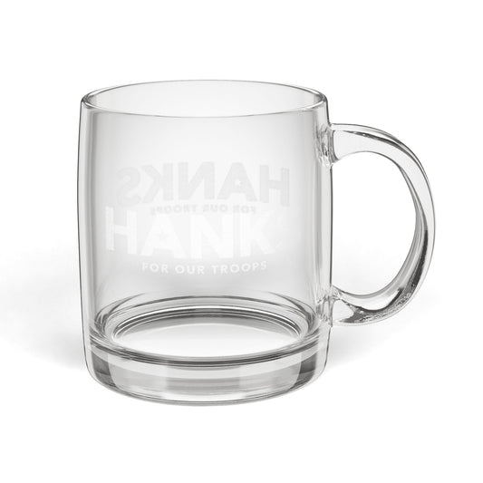 "HANKS" Engraved Glass Coffee Mug (12.25 oz)