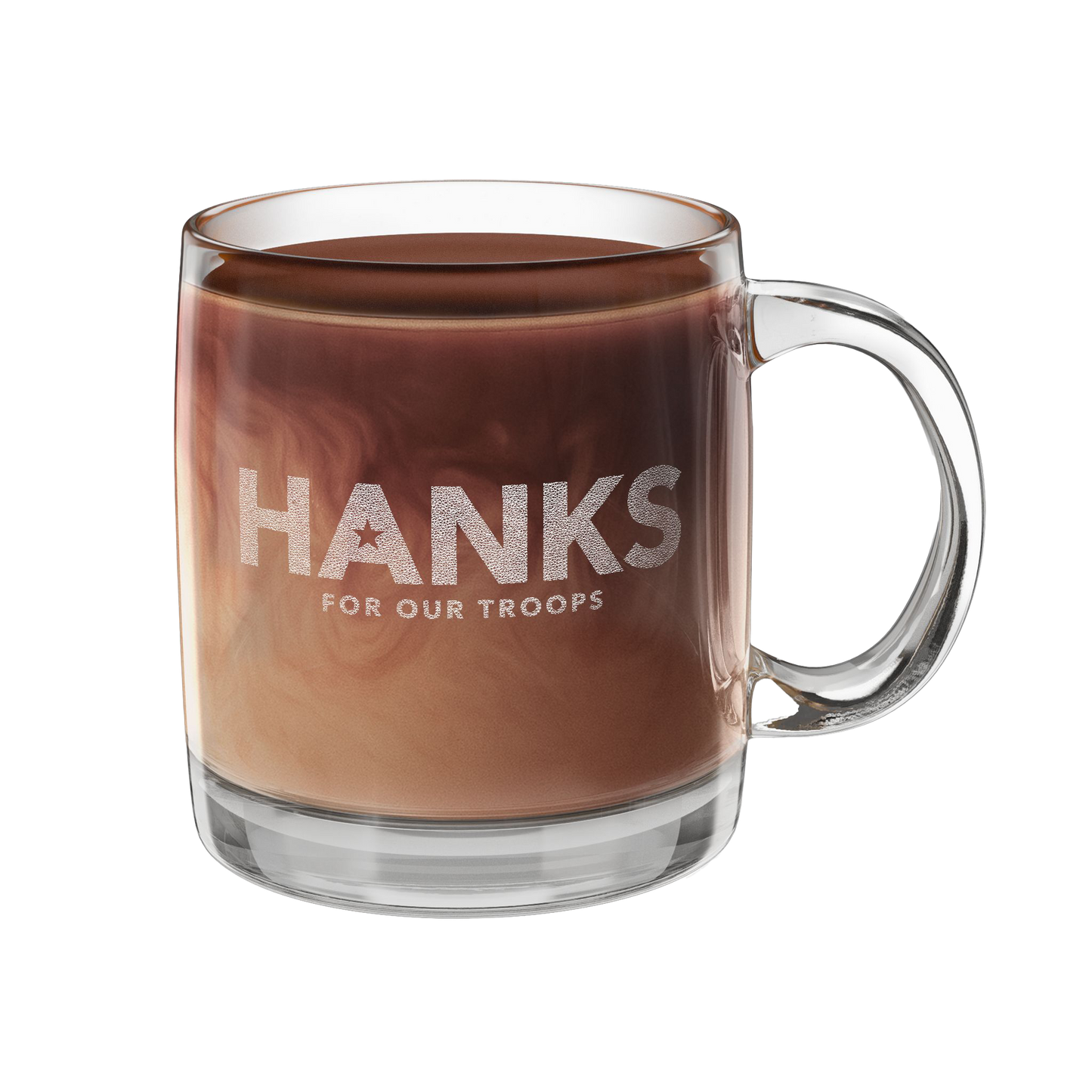"HANKS" Engraved Glass Coffee Mug