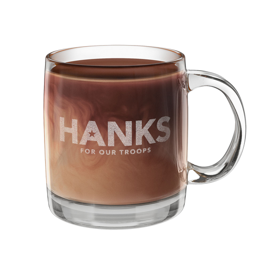 "HANKS" Engraved Glass Coffee Mug